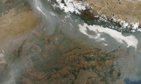 Damian blog on black carbon pollution : satellite image of soot over Northern India