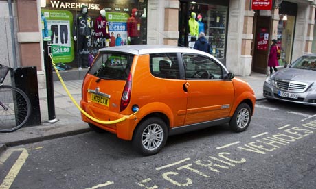 Westminster Council electric car charging point, Covent Garden, London, Britain - 17 Jan 2012