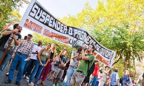 MDG : IMF and debt payment : Demonstration in Lisbon Portugal