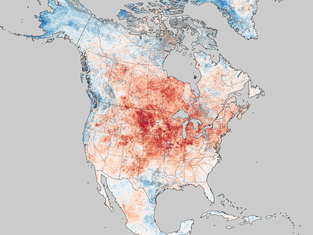 Historic Heat in North America in March 2012 : land surface temperature anomalies
