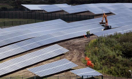 Caroline Spellman : Construction workers erect South West's First Solar Farm , UK