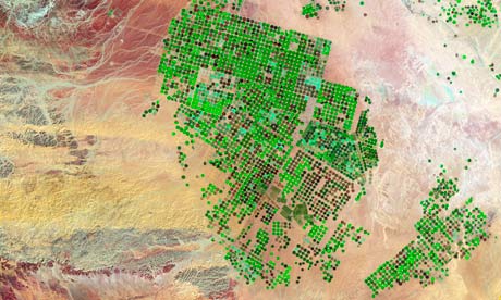 Water pumped from underground aquifers increases sea water levels : Irrigation in  Saudi Arabia 