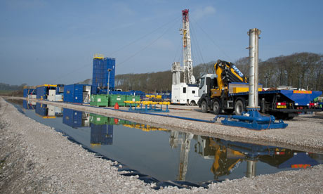 Cuadrilla shale gas drilling rig is set up for 'fracking', Weeton, Blackpool