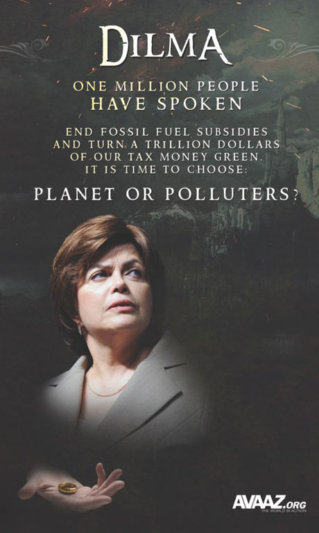 Poster for Avaaz advertisng campaign to Save Rio+20 