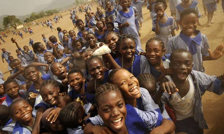 MDG : Changing demographics in Africa : Pupils of preliminary school in Abuja, Nigeria