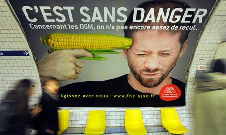 Advert against genetically modified , GM , in Paris, France