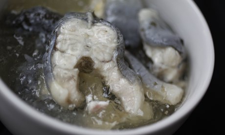 A traditional British snack of jellied eels