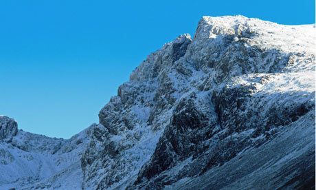 Country Diary : Scafell Shamrock in winter screens Scafell Crag 