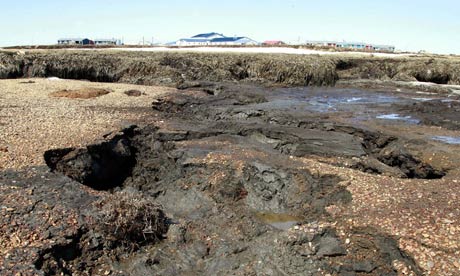 The eroding bank along the Ninglick River at Newtok, Alaska