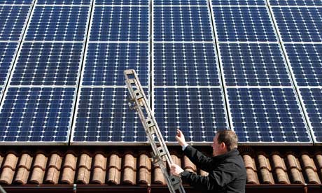 Solar power :  56 photovoltaic (solar) panels at the roof of his house