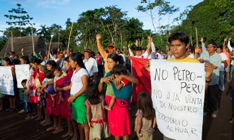 Peru blog : Achuar protesting Peru's state oil company's plans to operate on their land