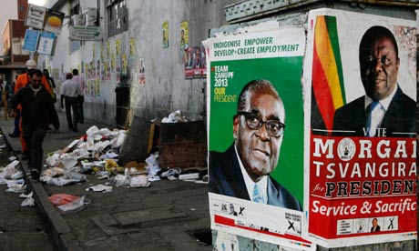 MDG : Zimbabwe elections : Morgan Tsvangirai and Robert Mugabe election posters