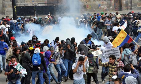 MDG : Farmers Strike in Colombia : Demonstrators protest in Bogota