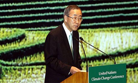 Ban Ki-moon, UN secretary general, speaks at the Bali climate change conference