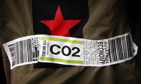 Climate camp replica baggage label showing CO2 instead of LHR