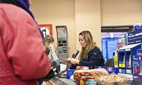 Check out operator in a Tesco supermarket