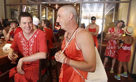 Albuquerque Hash House Harriers ready for their Red Dress Run
