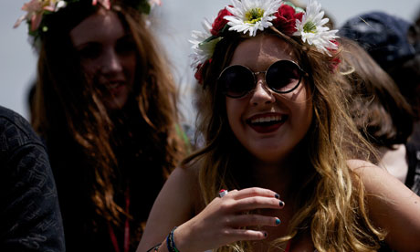 Music fans at Glastonbury