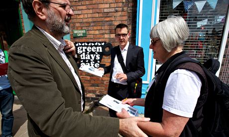 Green party candidate Tom Crone canvassing in the St Michael