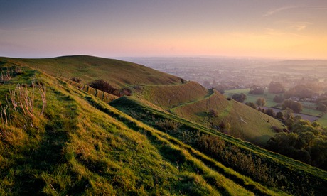 Hambledon Hill, Dorset, UK, in late afternoon sunlight. Image shot 1997. Exact date unknown.