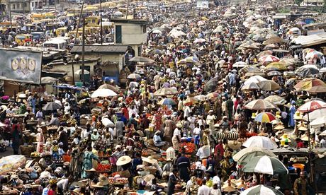 World population increase most in Africa: Crowded Oshodi Market in Lagos, Nigeria.