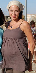 A heavily pregnant Angelina Jolie in Namibia
