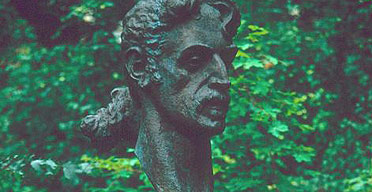 Bronze bust of Frank Zappa's head in Vilnius, Lithuania