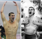 Michael Phelps and Johnny Weissmuller