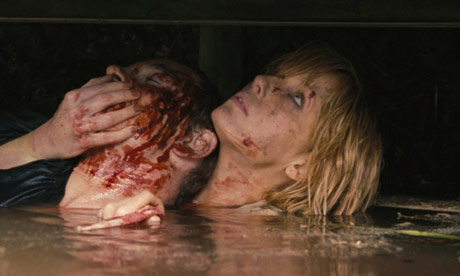Keeping your head above water Kelly Reilly and friend in Eden Lake