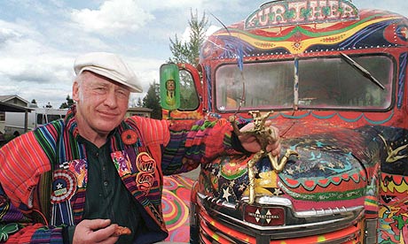 Ken Kesey, pictured in 1997 with Further, a descendant of the famous vehicle that carried him and his Merry Pranksters on the trip immortalised in Tom Wolfe's The Electric Kool-Aid Acid Test