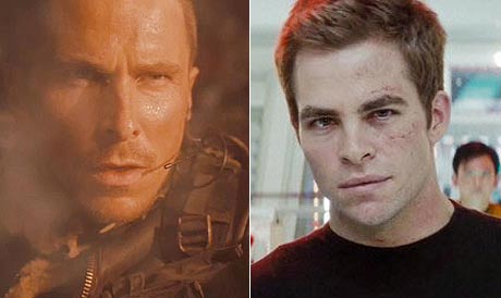 Christian Bale in Terminator Salvation and Chris Pine in Star Trek