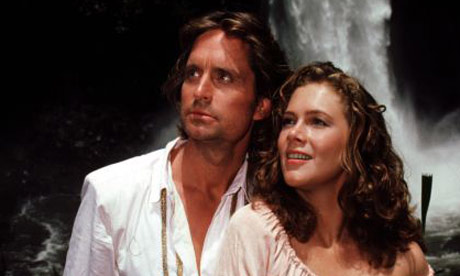 kathleen turner romancing the stone. Michael Douglas and Kathleen Turner in Romancing the Stone.