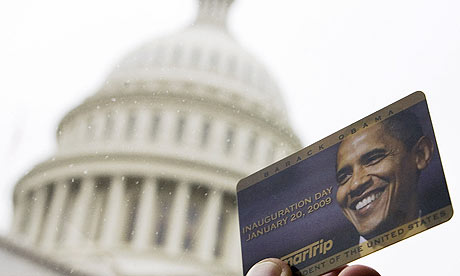 Commemorative Washington DC metro card with the image of Barack Obama