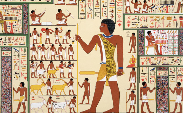 Goats in art: Wall Painting with Egyptian Hieroglyphics from Tomb 24, Giza