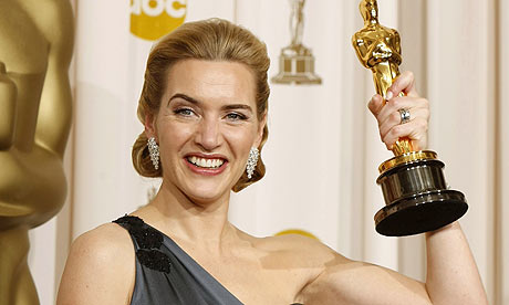 Kate Winslet with her best actress Oscar for The Reader at this year's 