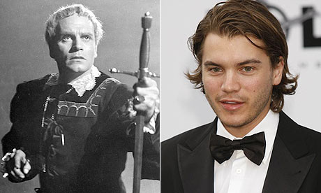 Laurence Olivier as Hamlet in 1948 and Emile Hirsch, who is to play the Dane in a new film