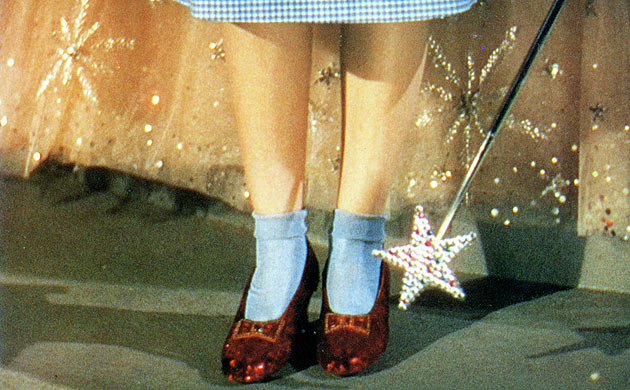 Dorothy's ruby slippers in The Wizard of Oz 