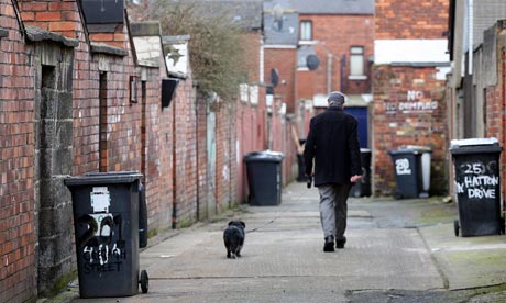 Wheelie bins await collection in Belfast