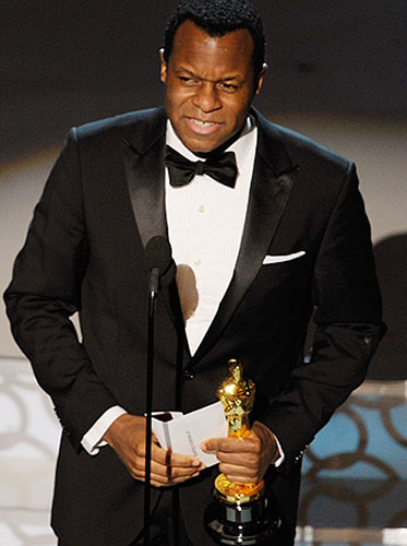 Oscars 2010 winners: Geoffrey Fletcher with his Oscar for best adapted screenplay for Precious