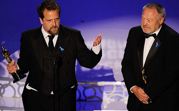 Oscars 2010 winners: Joachim Back and Tivi Magnusson with Oscar for best live action short