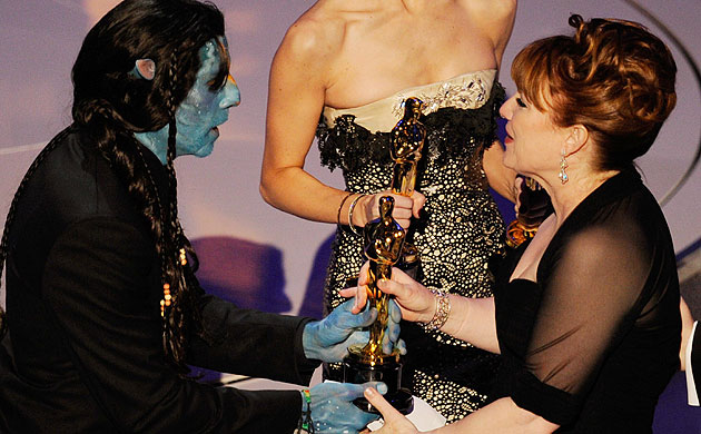Oscars 2010 winners: Ben Stiller presents the best makeup Oscar to Star Trek's Mindy Hall