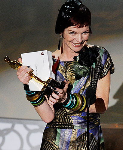 Oscars 2010 winners: Sandy Powell with the Oscar for best costume design for The Young Victoria