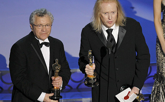 Oscars 2010 winners: Ray Beckett and Paul NJ Ottosson with the Oscar for best sound mixing