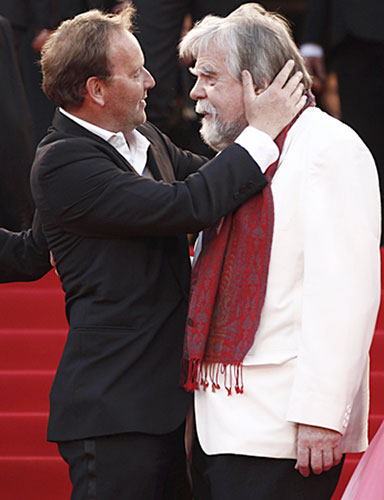 Cannes film festival day8: Xavier Beauvois and Michael Lonsdale at Cannes premiere of Of Gods and Men