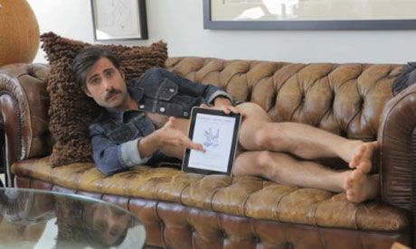 Jason Schwartzman with the New Yorker iPad app