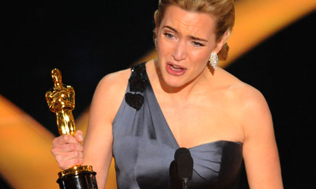 Kate Winslet accepts the Oscar for best actress for The Reader in 2009