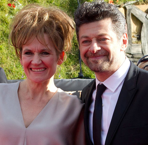 Hobbit: Actor Andy Serkis (R) poses with Lorrain