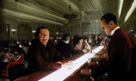 Jack Torrance (Jack Nicholson) chats to Lloyd the bartender (Joe Turkel) in The Shining