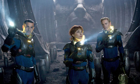 Logan Marshall-Green, Noomi Rapace and Michael Fassbender in Ridley Scott's Prometheus