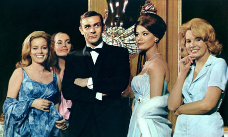 Goldenspy … Sean Connery and victims in a promo shot for Thunderball.